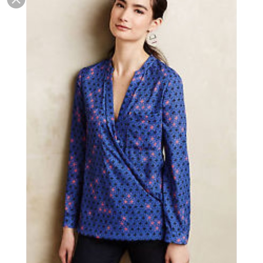Anthropologie Maeve Eva Wrap Front Blouse